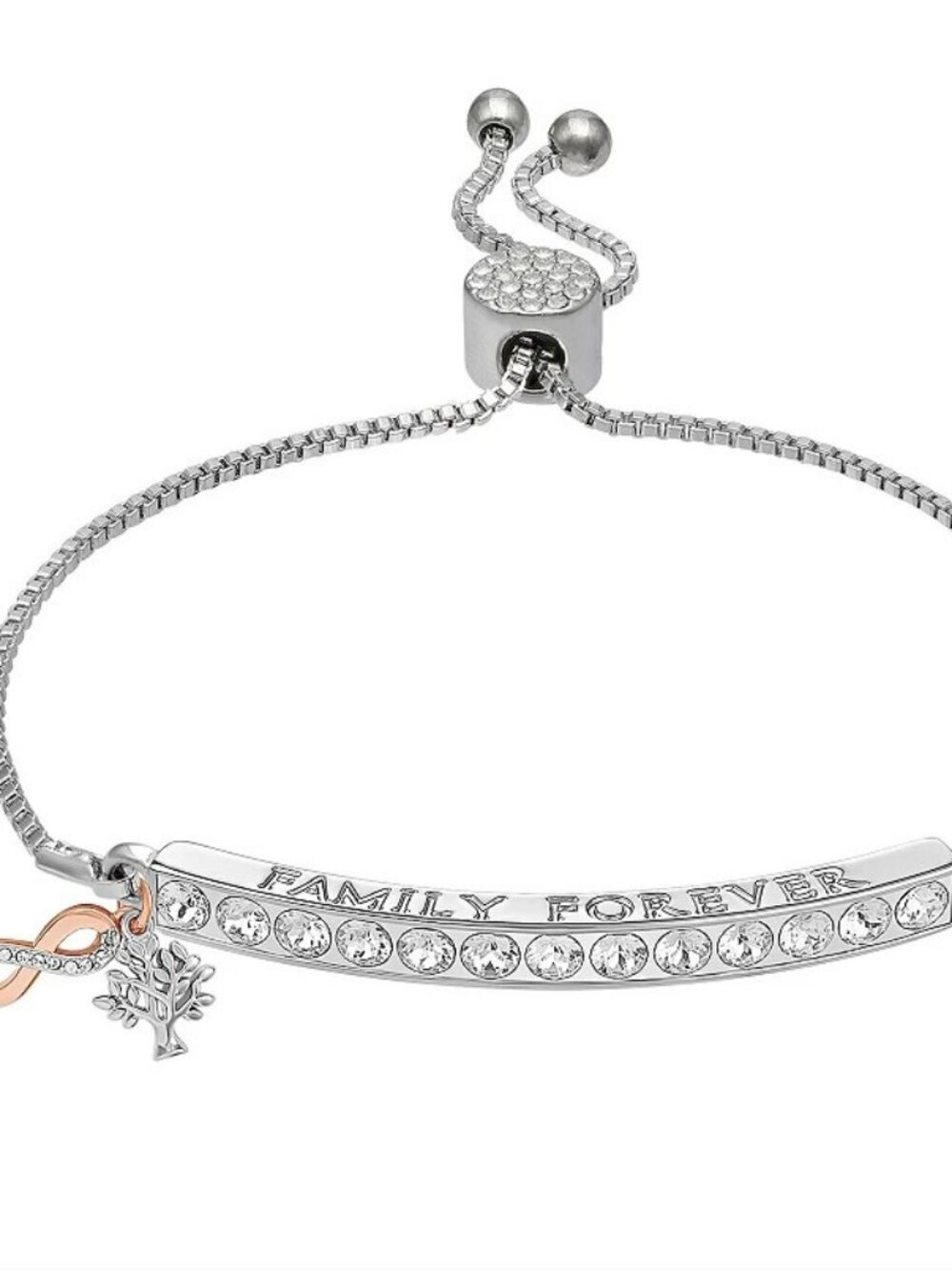 Brilliance Crystal Infinity Bar FAMILY FOREVER Adjustable Bracelet - Picture 2 of 11